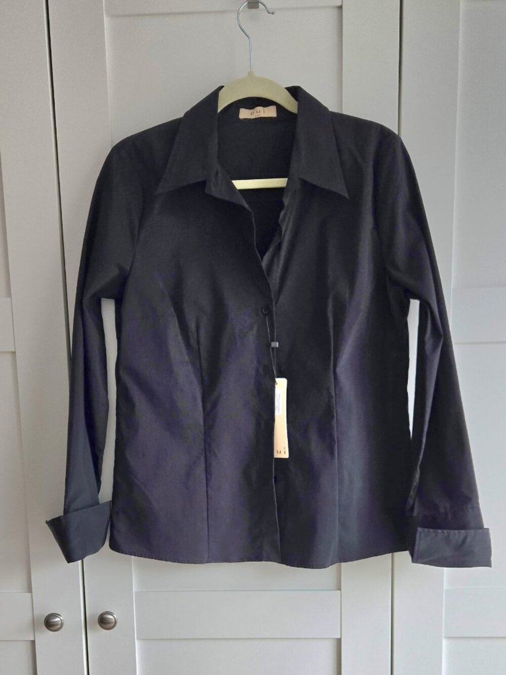 OUI Classic Black Stretch Button-Down Blouse – Size 10 – NWT – Workwear